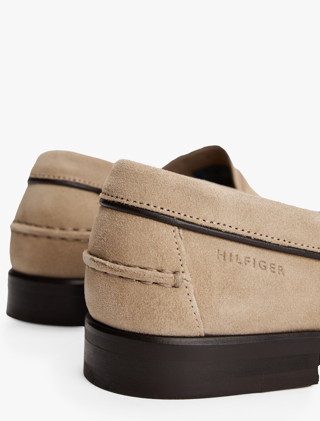 Debossed Suede Loafers, Beige, hi-res