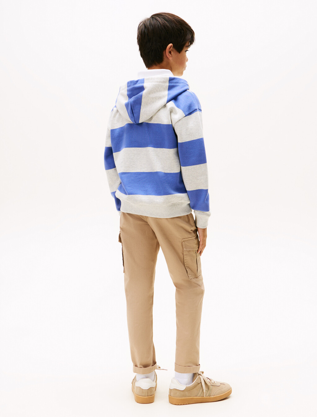 Varsity Stripe Concealed Placket Hoody, Soft Sapphire Stripe, hi-res