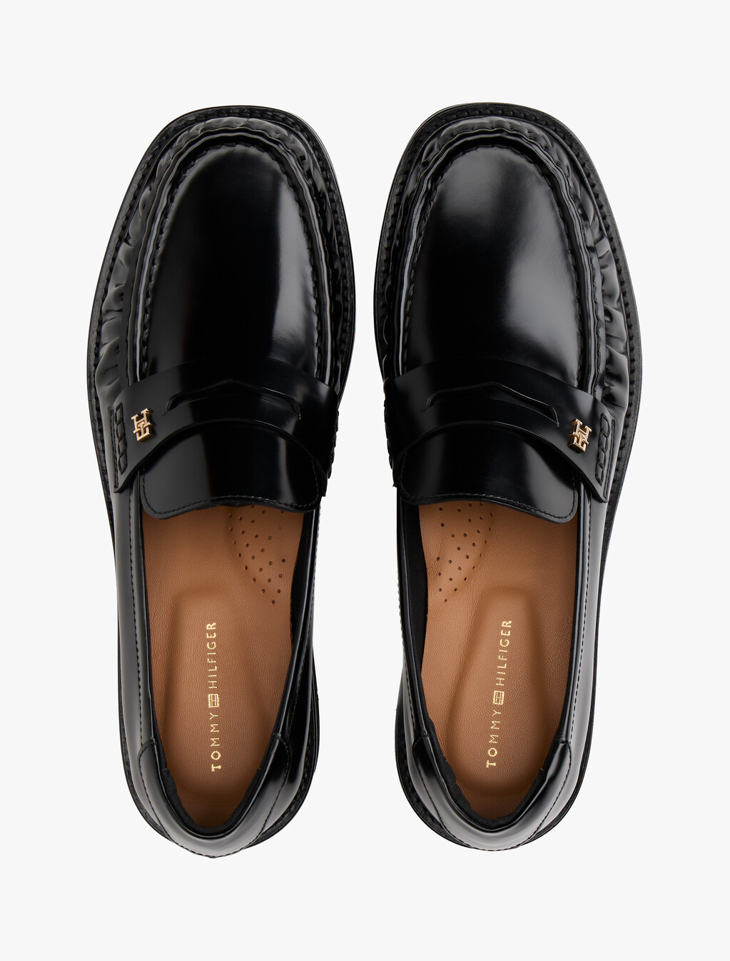 Leather Square Toe Loafers, Black, hi-res