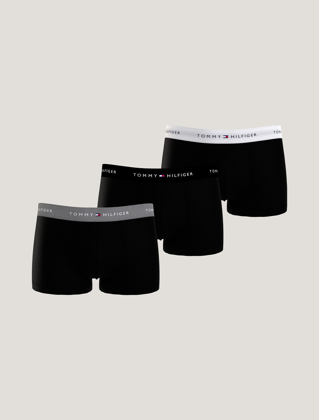 3-Pack Logo Waistband Trunks, Grey Heather/Black/White, hi-res