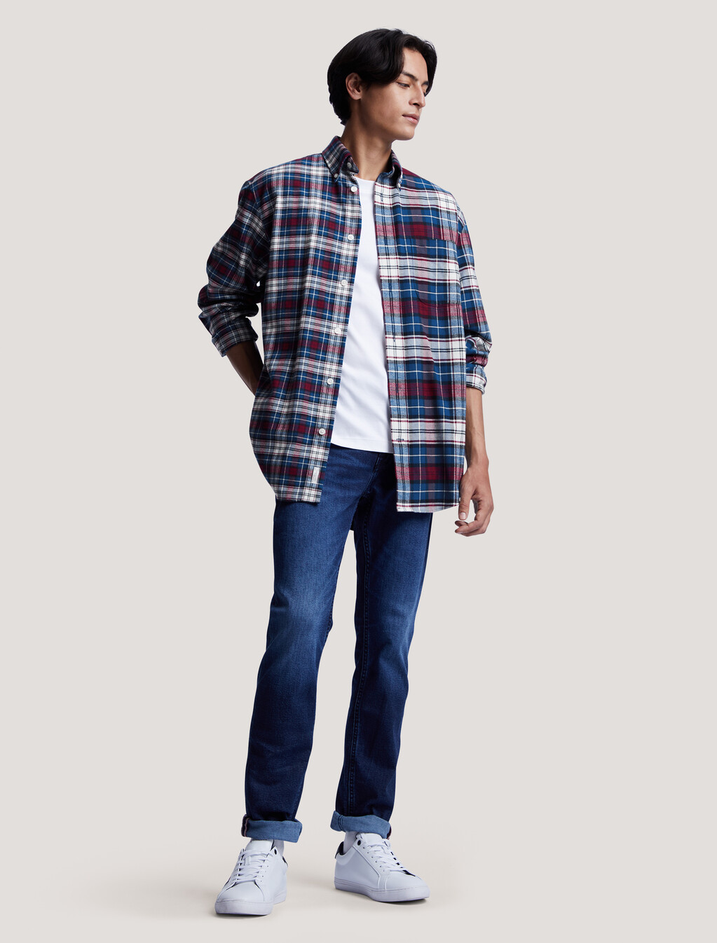 Tommy Tartan Blocked Archive Fit Shirt, Deep Indigo / Multi, hi-res