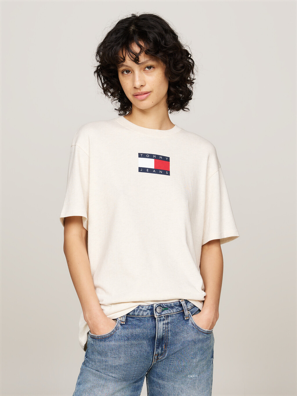 Mélange Crew Neck Relaxed T-Shirt, Ancient White Melange, hi-res