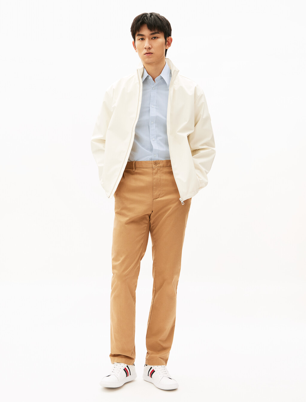 Stretch Poplin Stripe Shirt, Breezy Blue / Optic White, hi-res