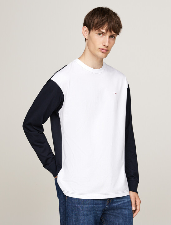 Colour-Blocked Relaxed Long Sleeve T-Shirt