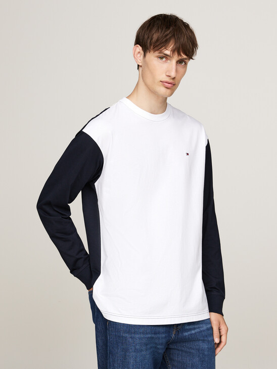 Colour-Blocked Relaxed Long Sleeve T-Shirt