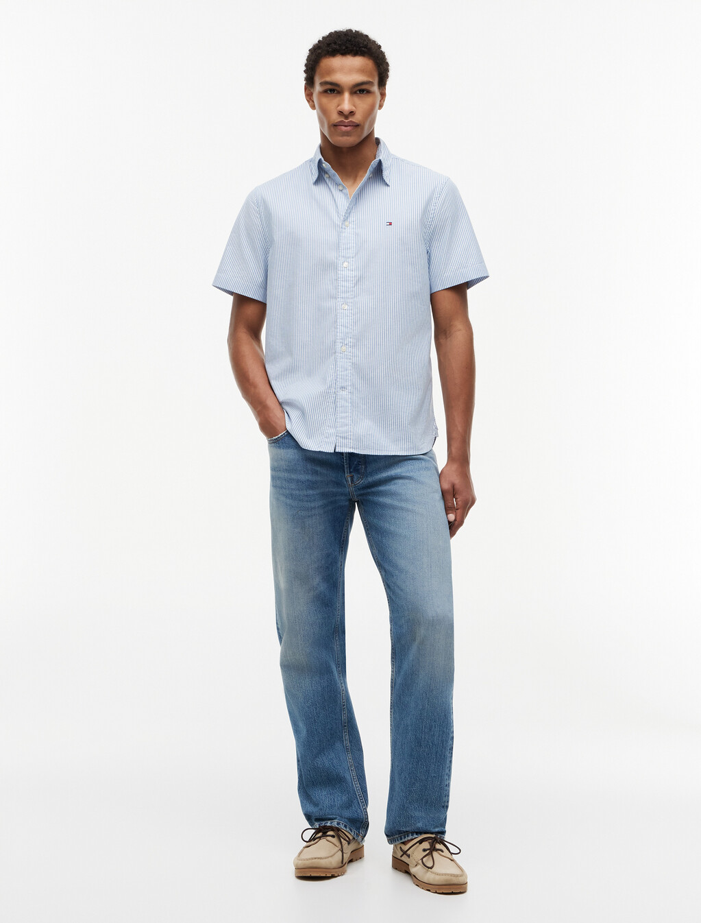 Asia Fit Lightweight Stripe Oxford Shirt, Shirt Blue / Stripes, hi-res