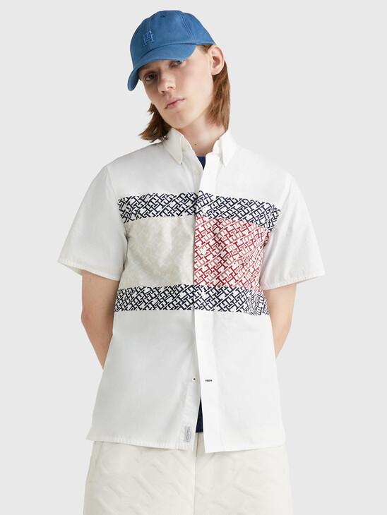 TH MONOGRAM REGULAR FIT SHORT SLEEVE SHIRT