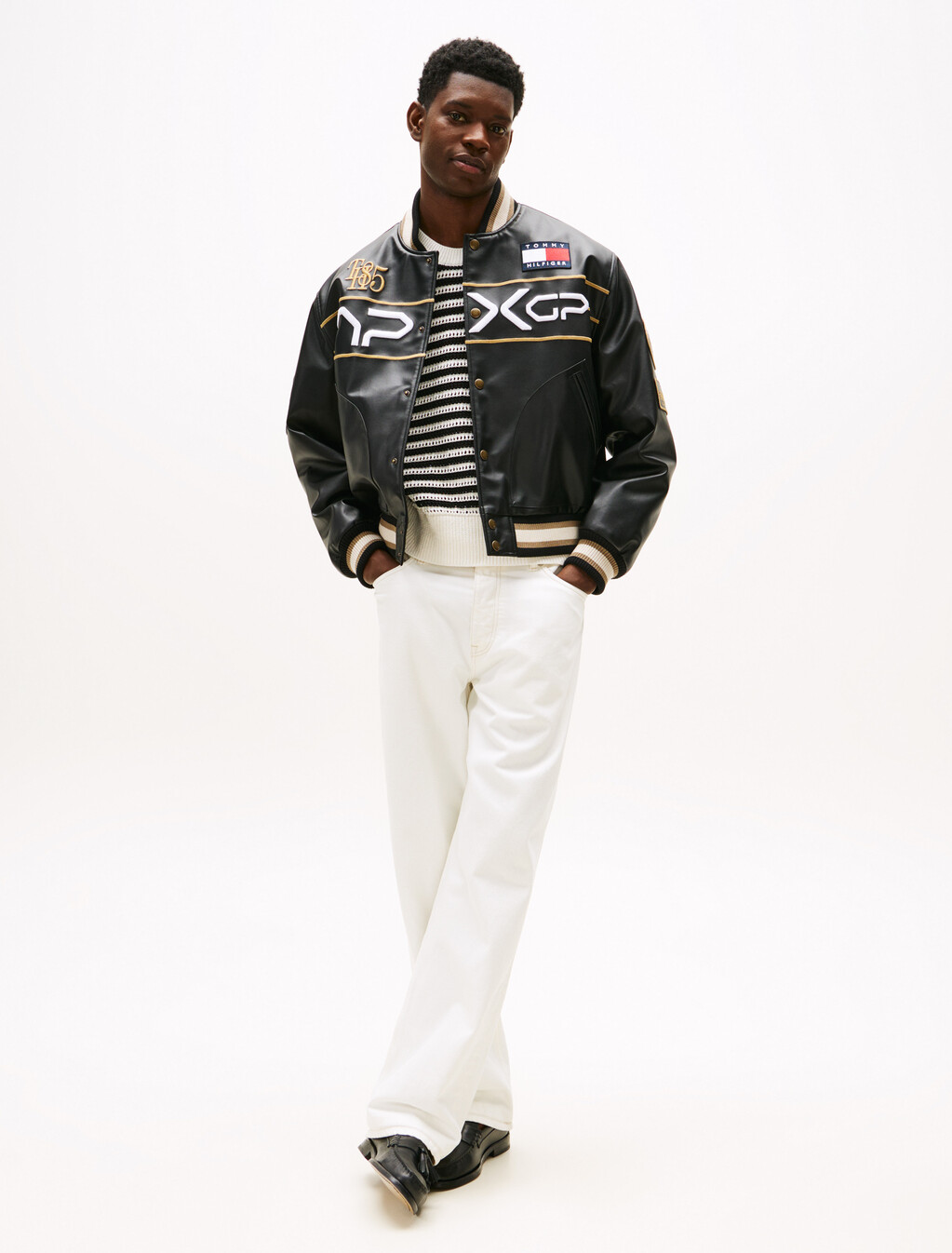 The APXGP Collection Boxy Varsity Jacket, Black, hi-res
