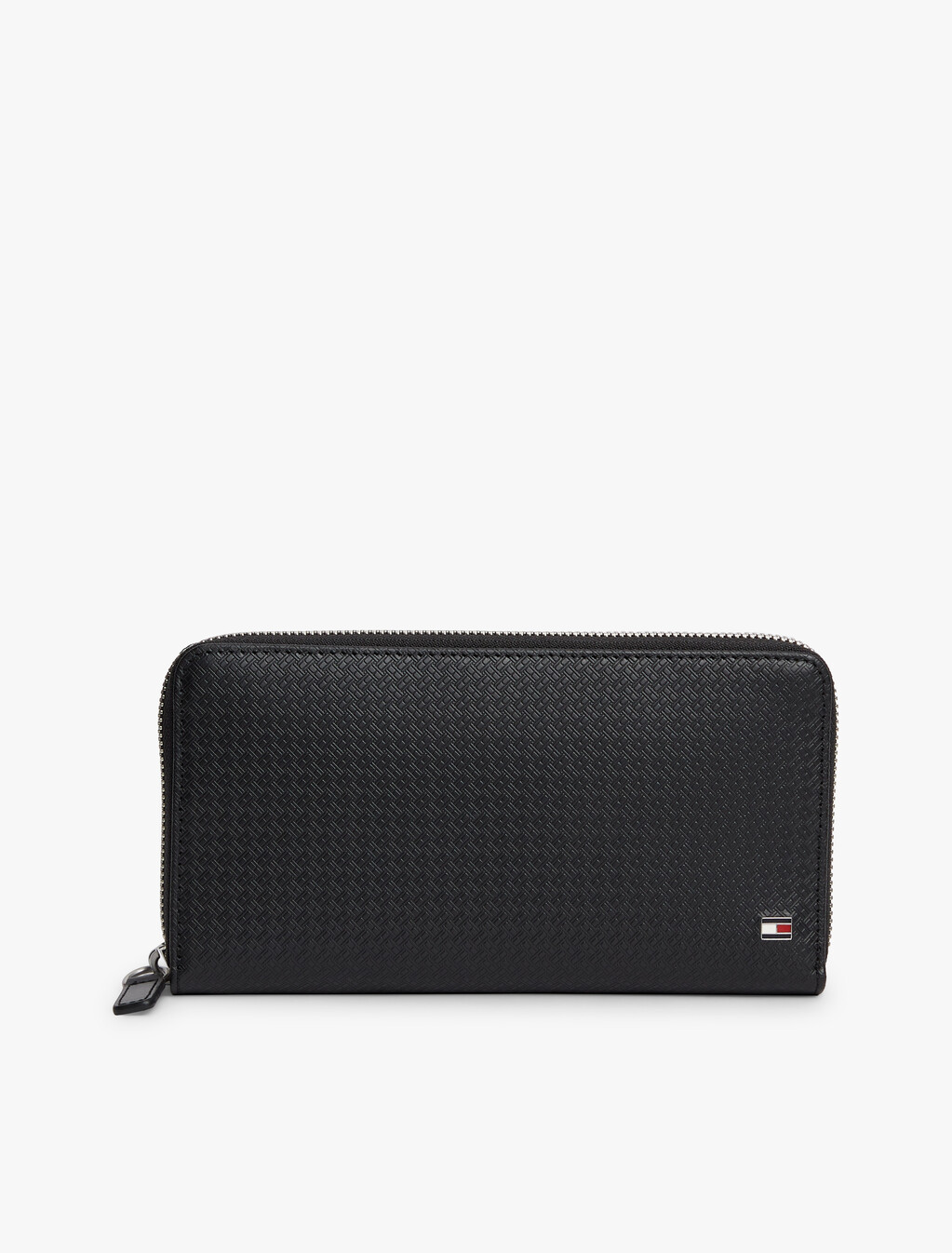 Embossed Zip Around Wallet, Black, hi-res