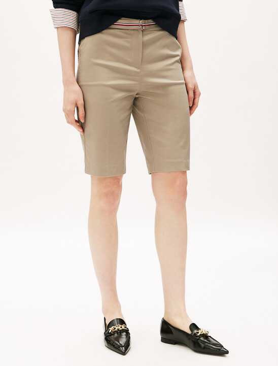 Linen Mix Belted Shorts
