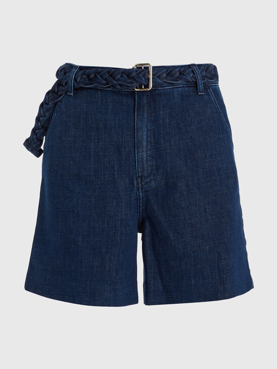 HIGH RISE FLARED DENIM SHORTS
