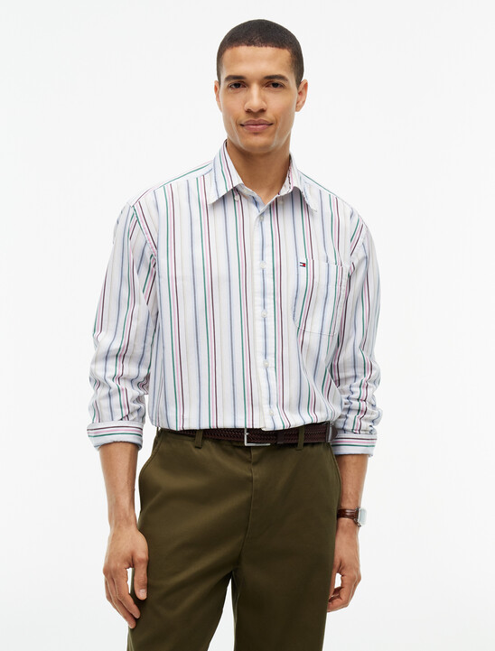 Relaxed Fit Mixed Stripe Poplin Shirt