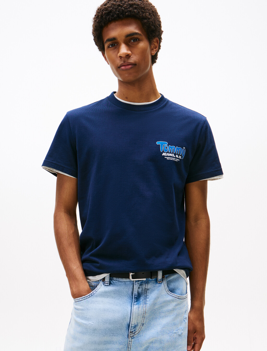 Logo Slim Crew Neck T-Shirt, Dark Night Navy, hi-res