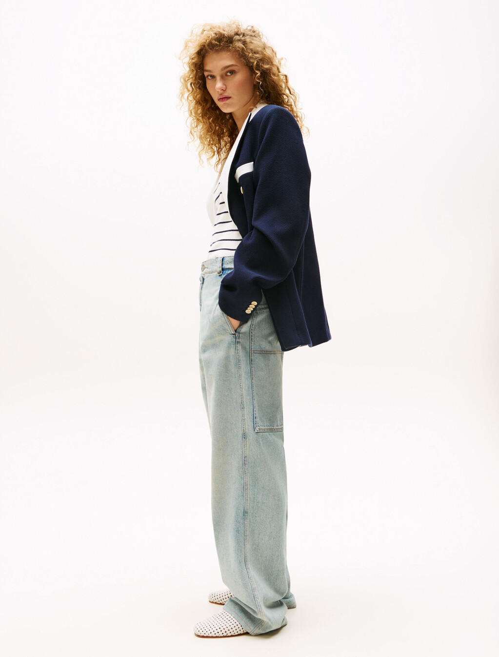 The Runway Collection Oversized Utility Jeans, Light Blue Denim, hi-res