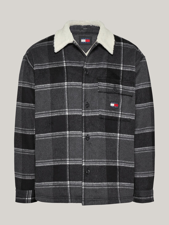 Sherpa Collar Check Casual Overshirt