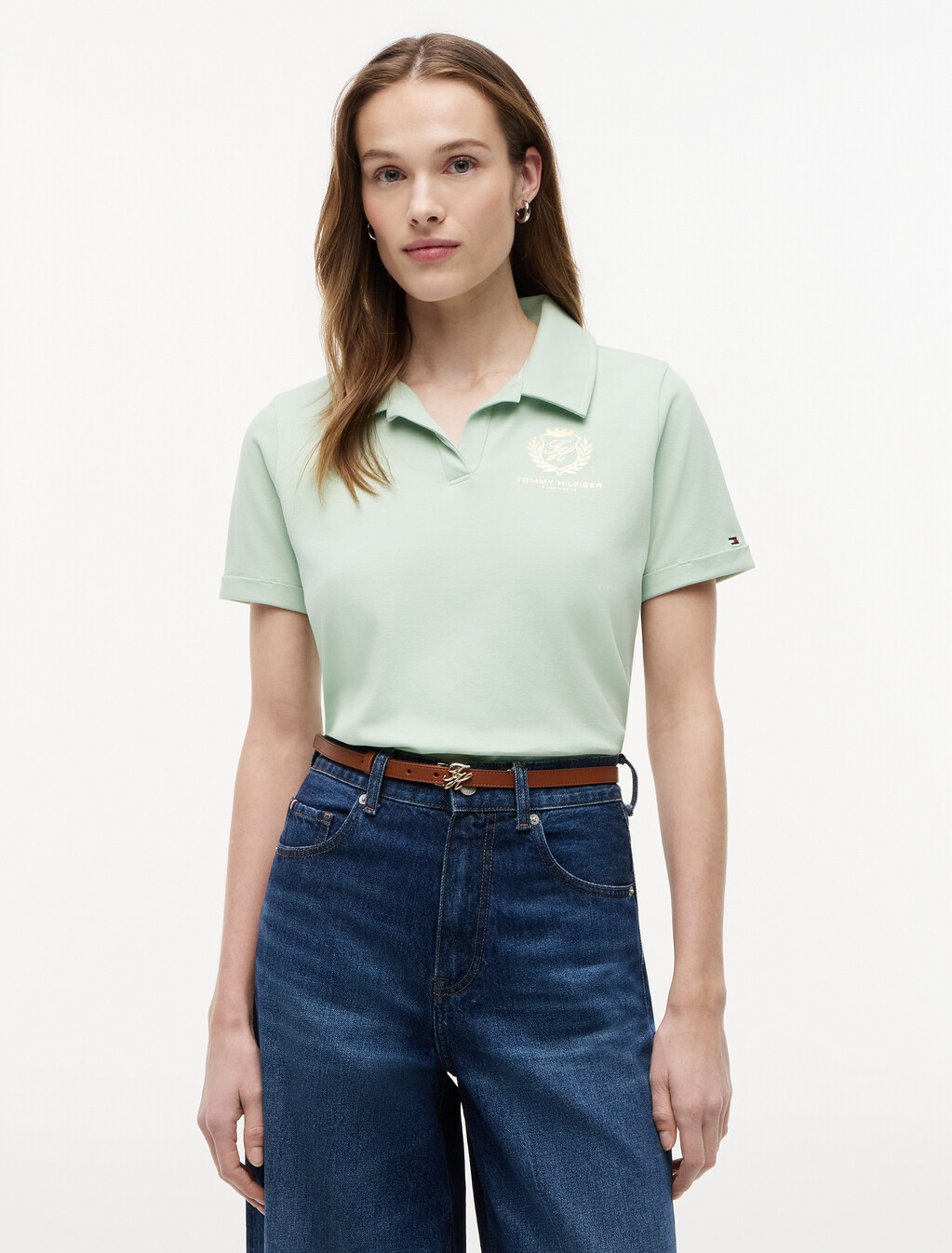 Lurex Varsity Regular Polo, Gentle Jade, hi-res