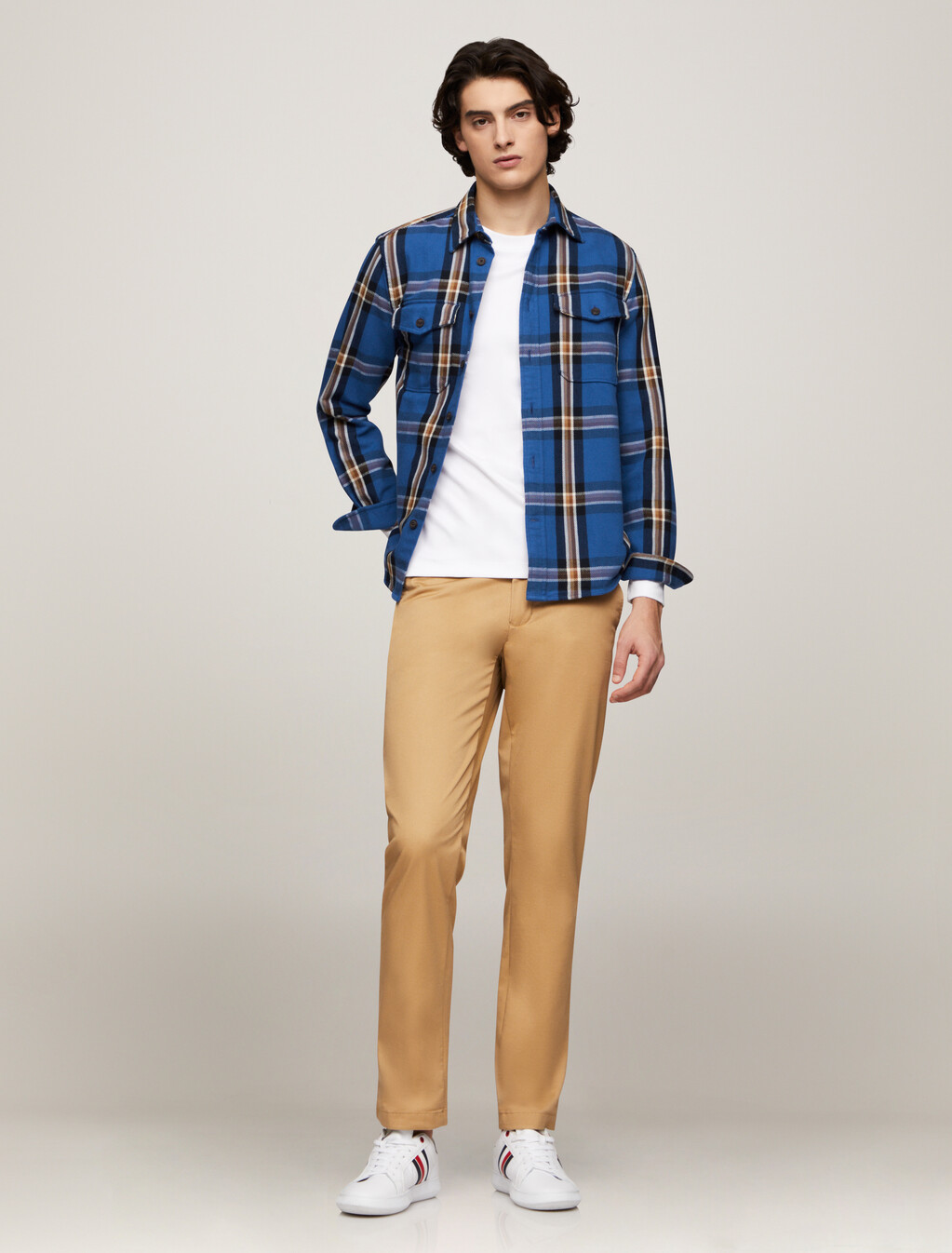 Heavy Brushed Check Shirt, Monochrome Blue / Multi, hi-res