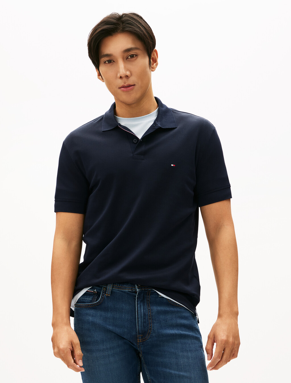 Texture Placket Polo Shirt, Desert Sky, hi-res