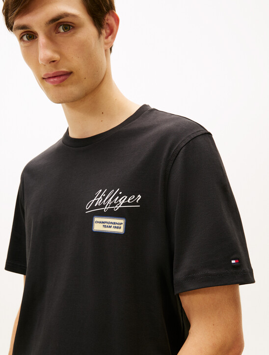 Textured Logo Crew Neck T-Shirt
