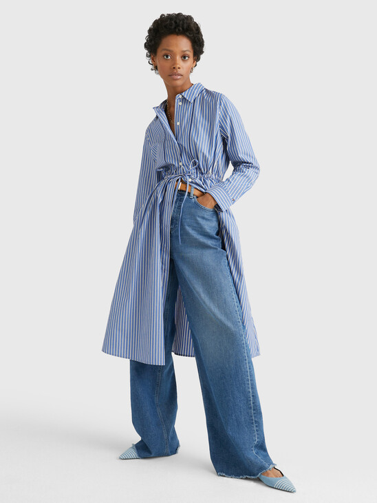 STRIPE MIDI SHIRT DRESS