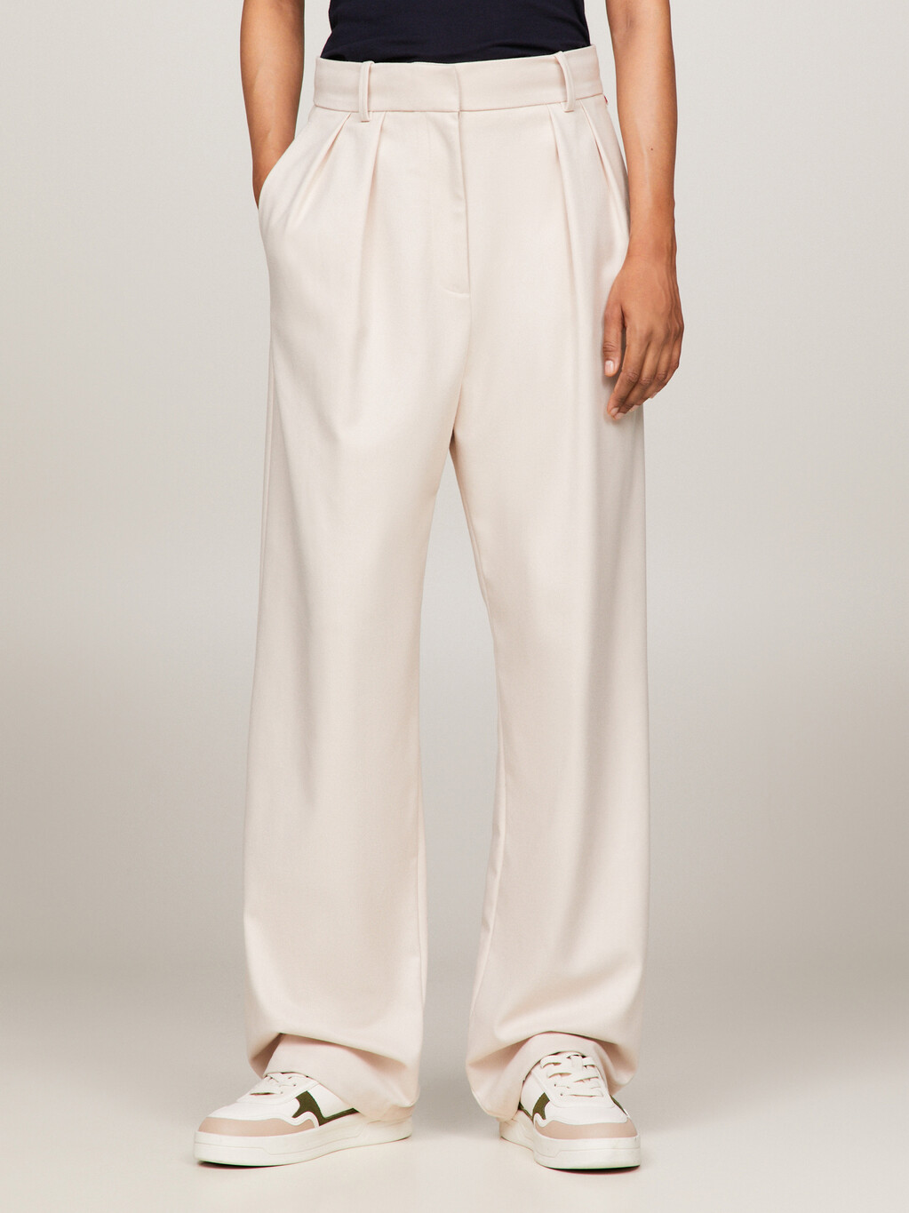 Pigment Dyed Relaxed Straight Leg Trousers, Cashmere Creme, hi-res