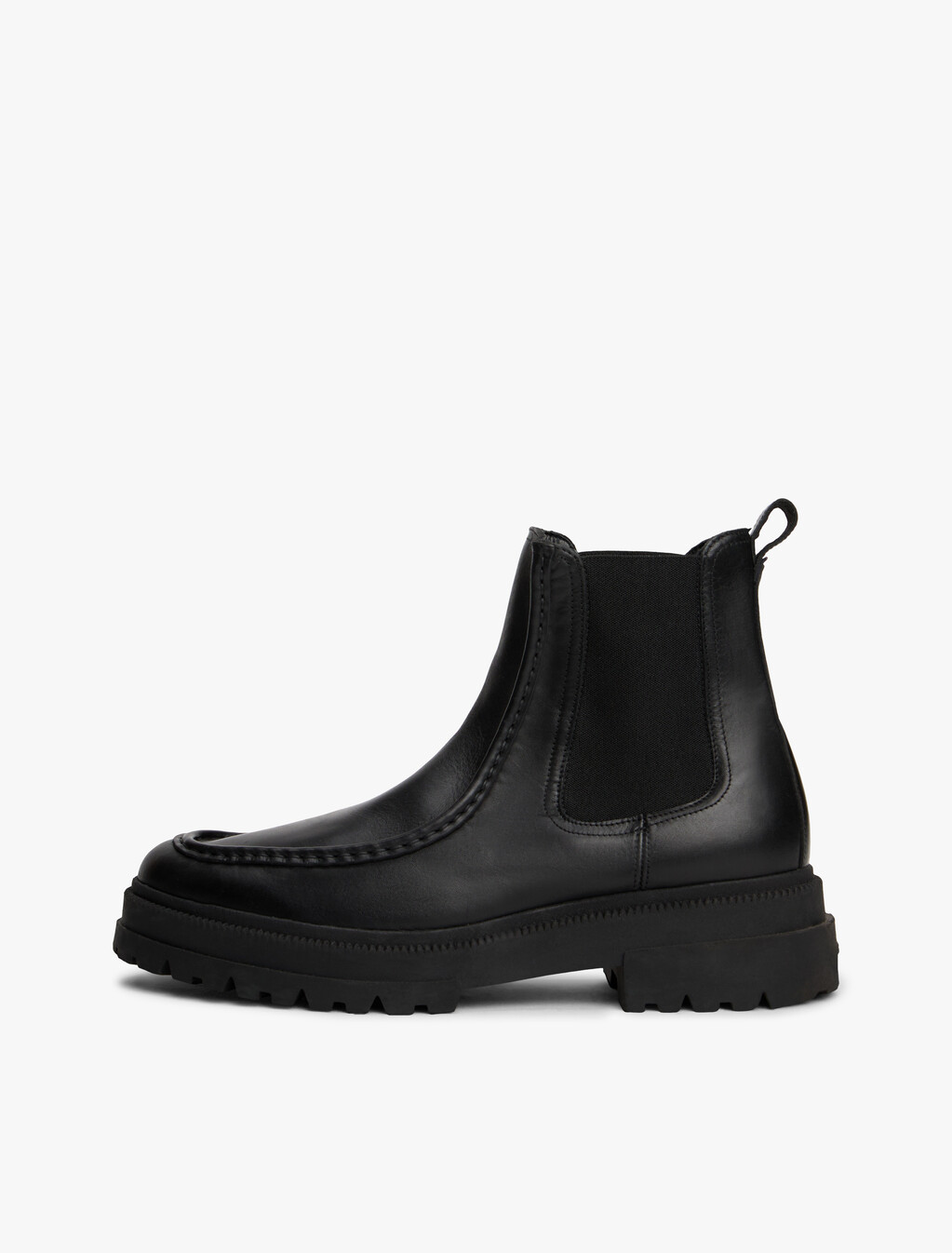 Leather Chunky Cleat Chelsea Boots, Black, hi-res