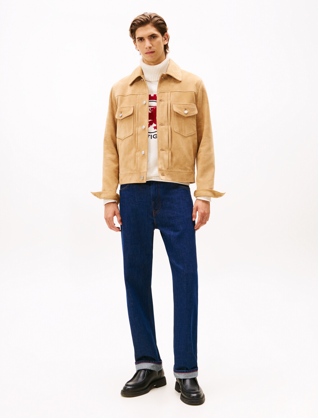 Suede Trucker Jacket, Timeless Camel, hi-res