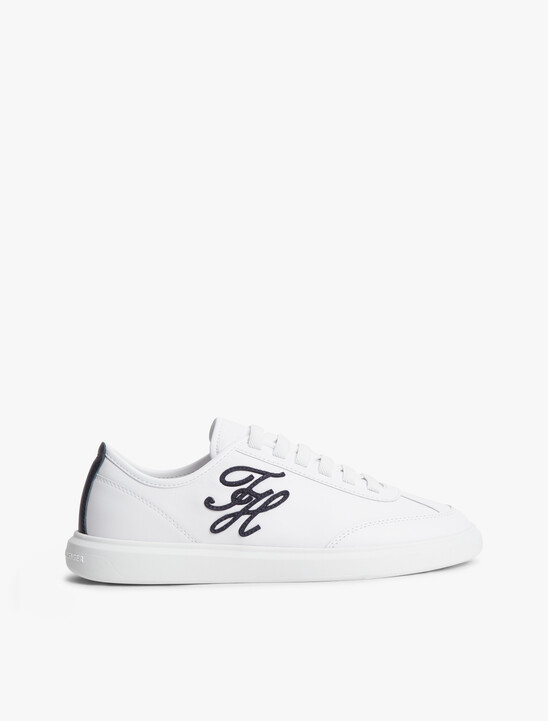 Logo Lightweight Leather Court Trainers