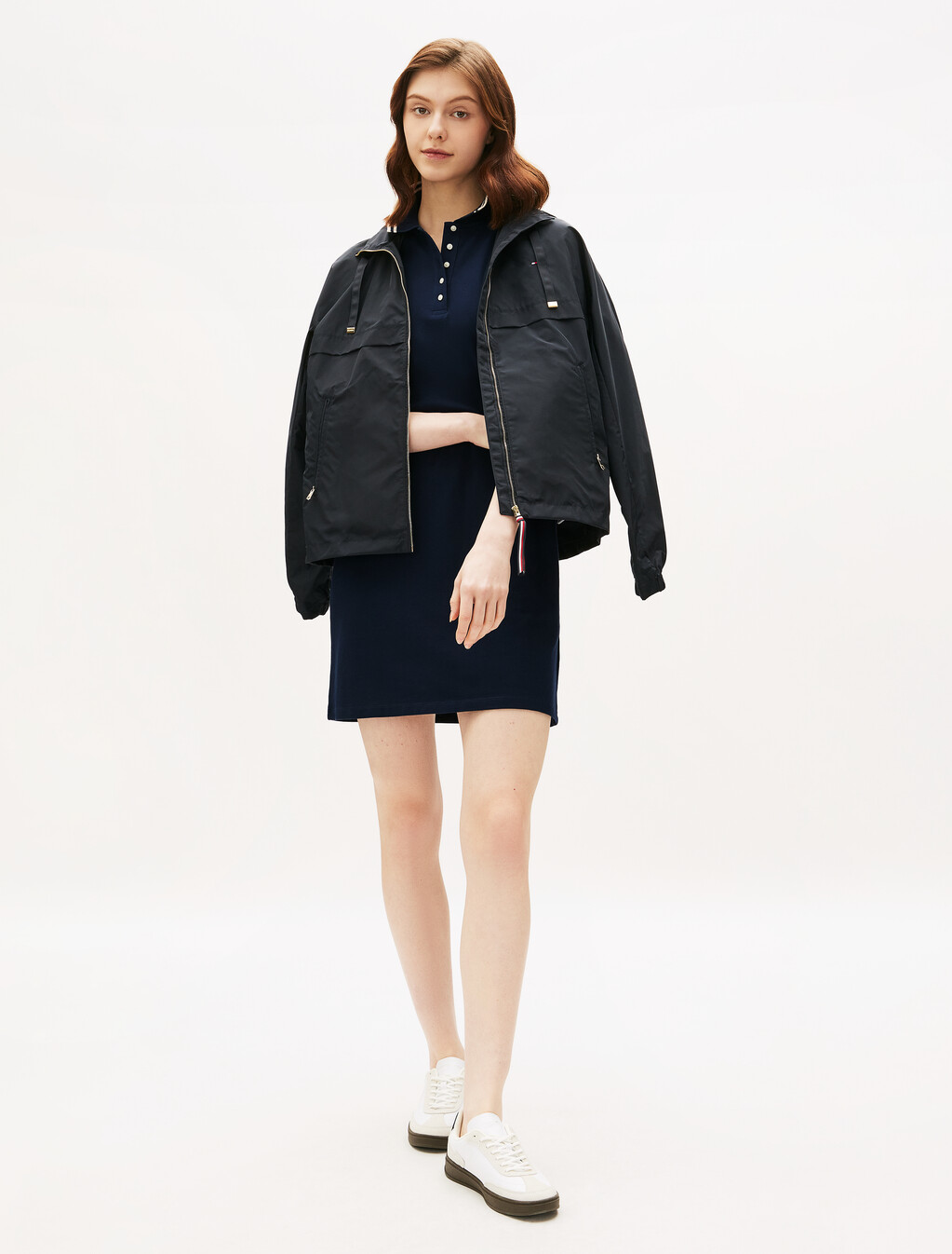 Sporty Feminine Polo Dress, Dark Night Navy, hi-res