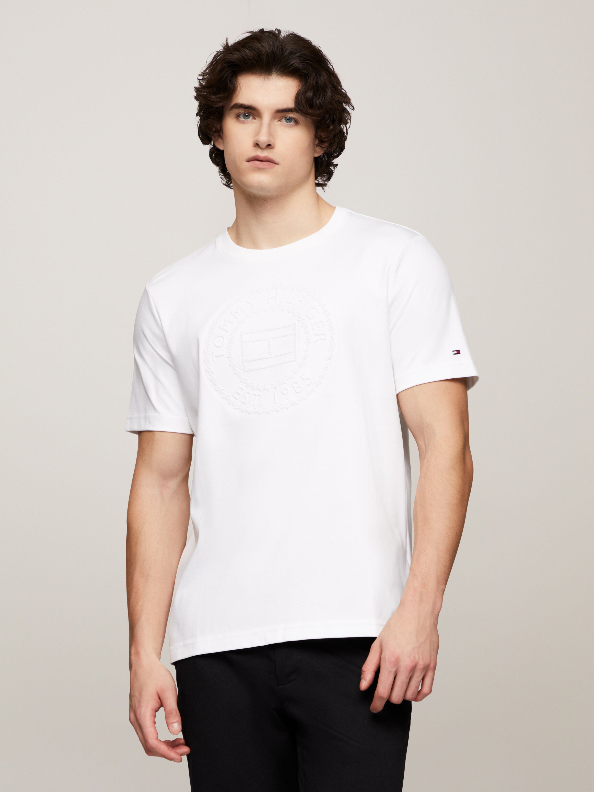 Flag Roundel Logo Embossed T Shirt natural Tommy Hilfiger Singapore