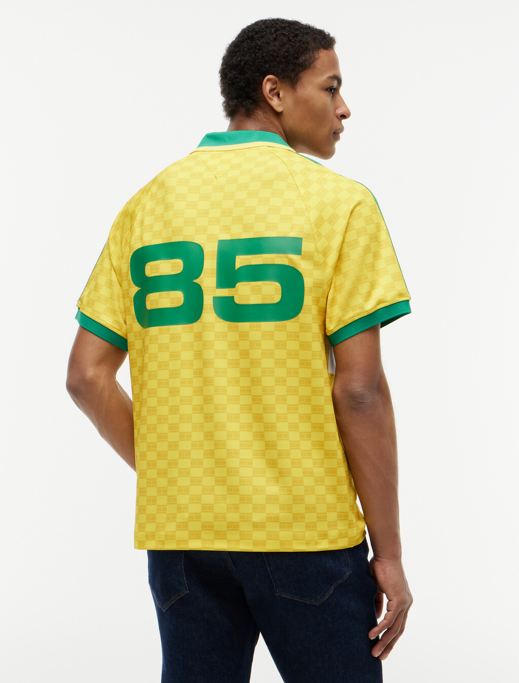 Geometric Flag Print Short Sleeve Rugby Shirt, Buttercup Yellow, hi-res