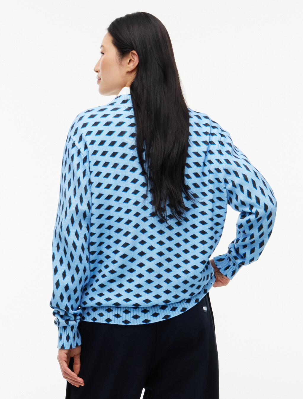 Check Regular Jumper, Well Water / Navy Blue, hi-res