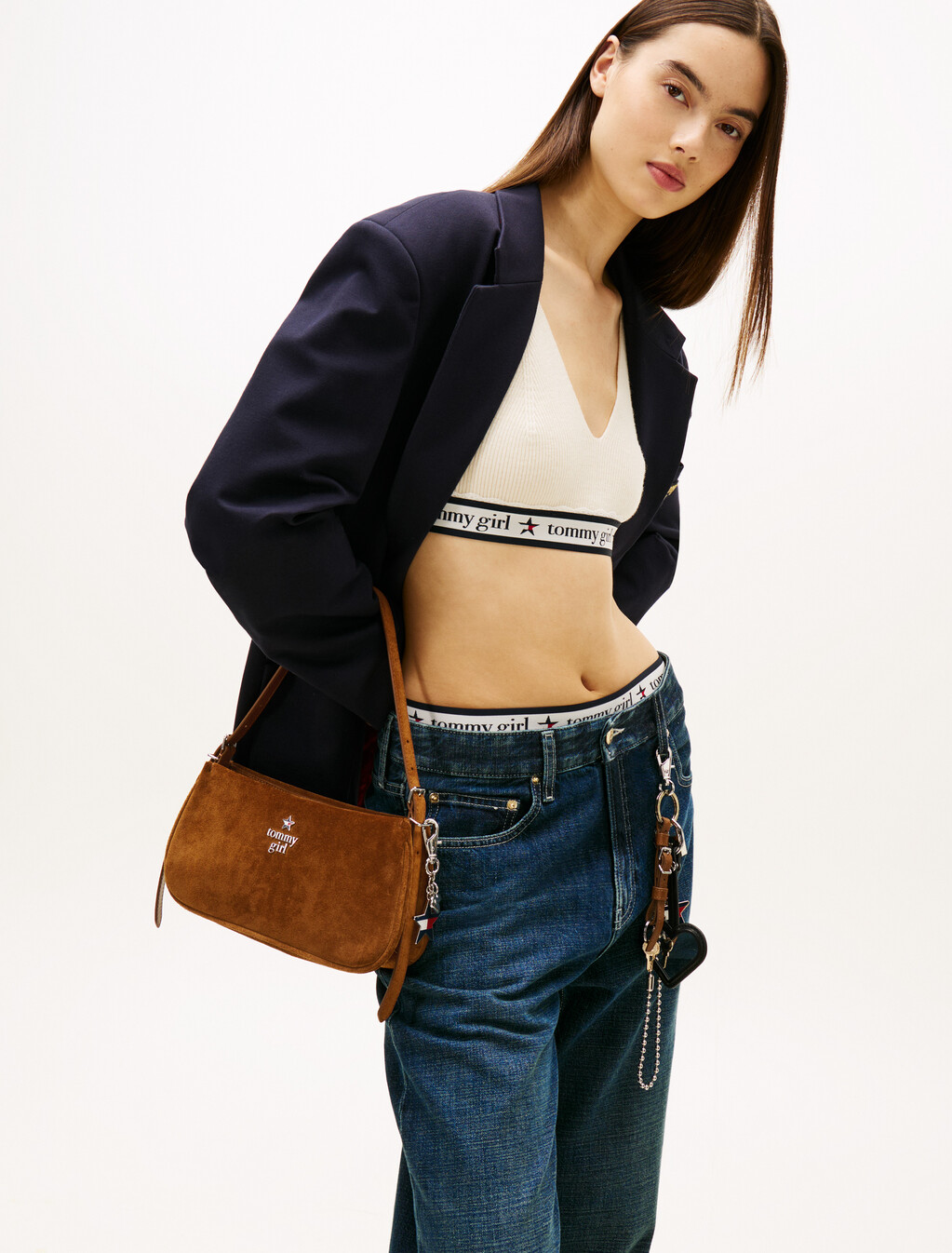Tommy Girl Suede Shoulder Bag, Pommes Suede, hi-res