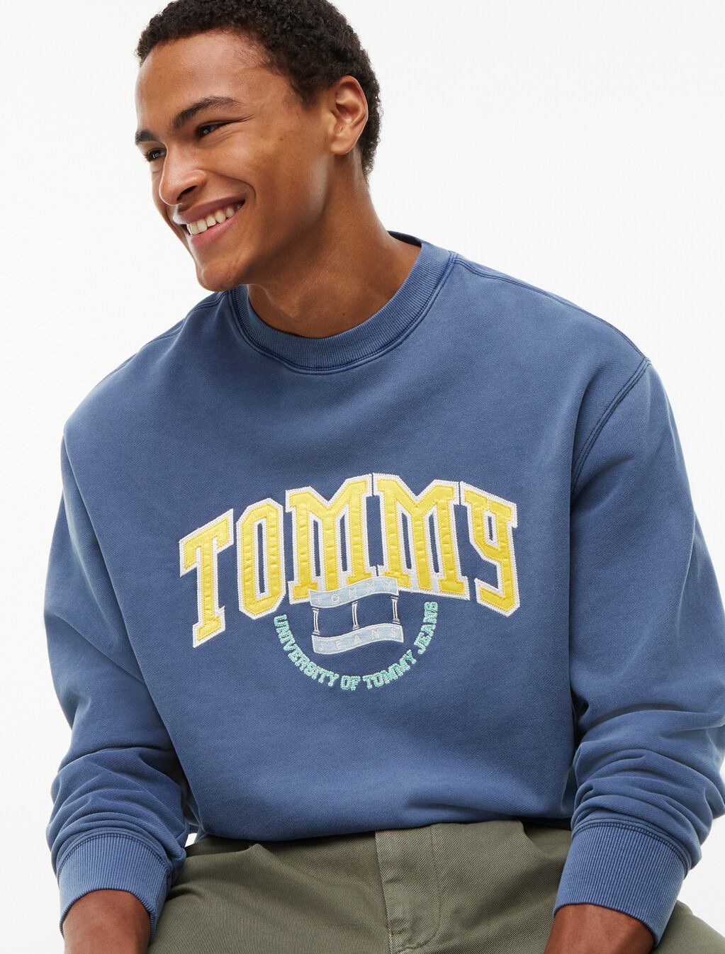 Varsity Logo Relaxed Terry Sweatshirt, Dark Blue, hi-res