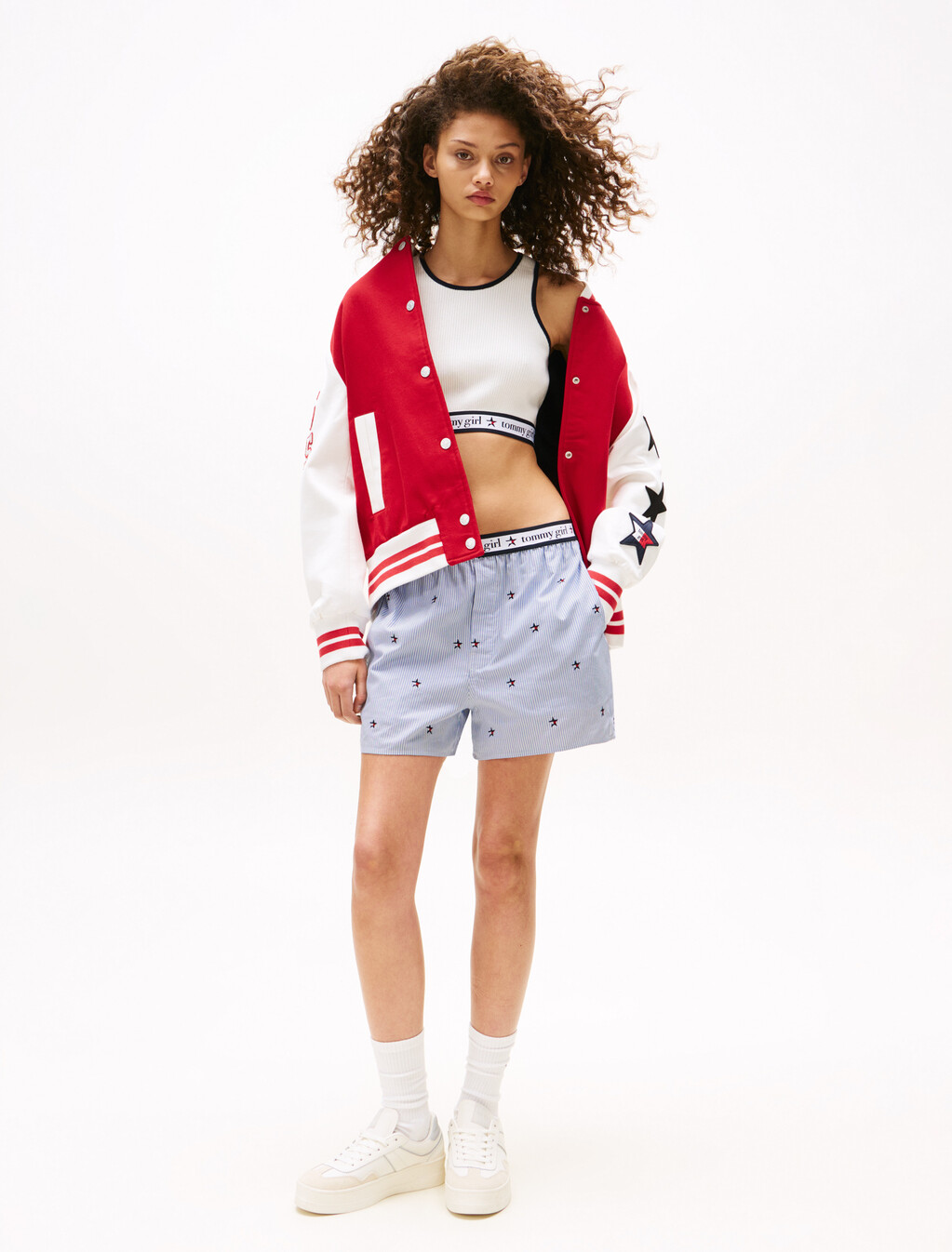 Tommy Girl Cropped Extra Slim Knit Tank Top, Ecru / Desert Sky, hi-res