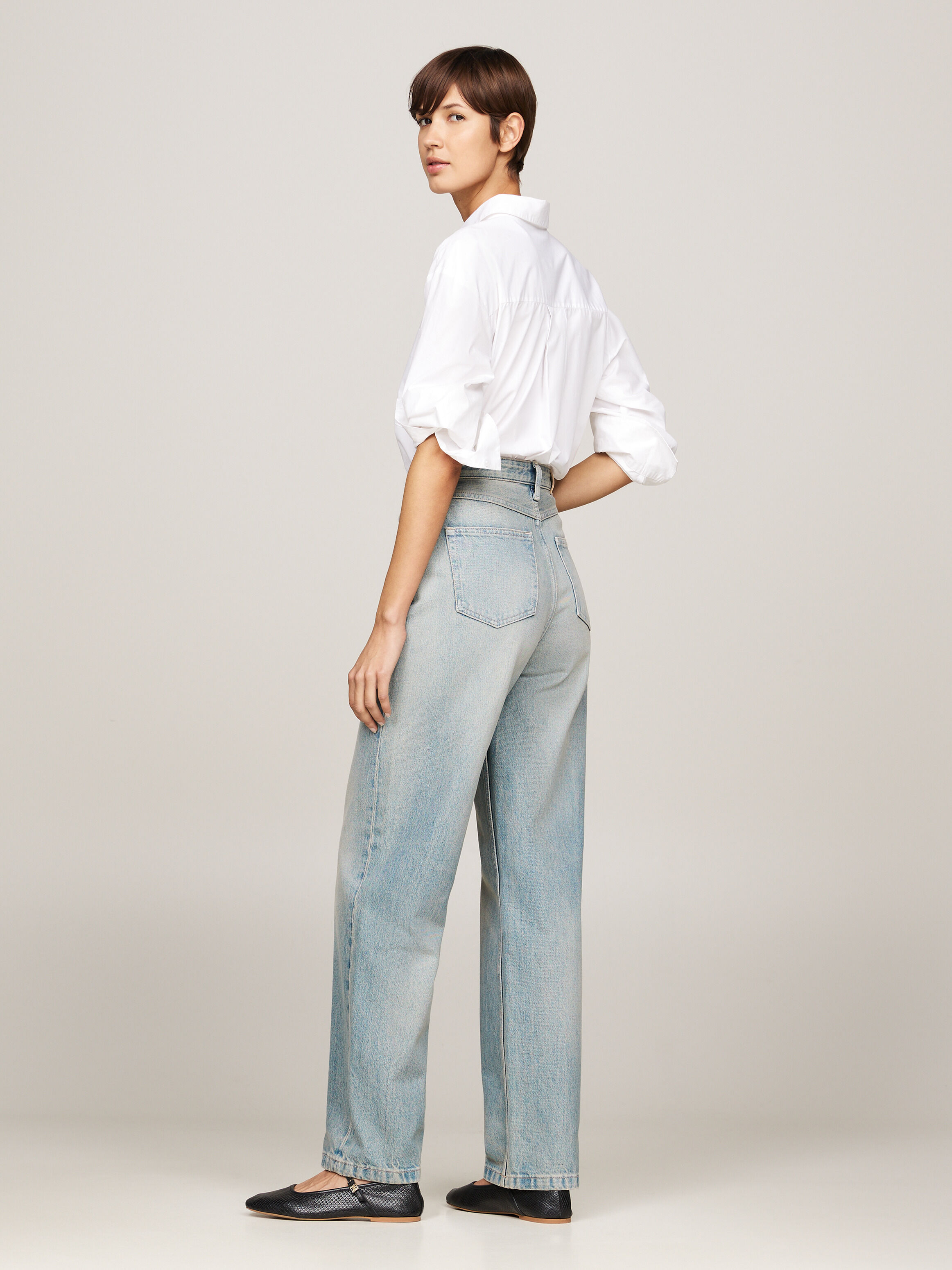High Rise Relaxed Straight Leg Jeans | blue | Tommy Hilfiger Singapore