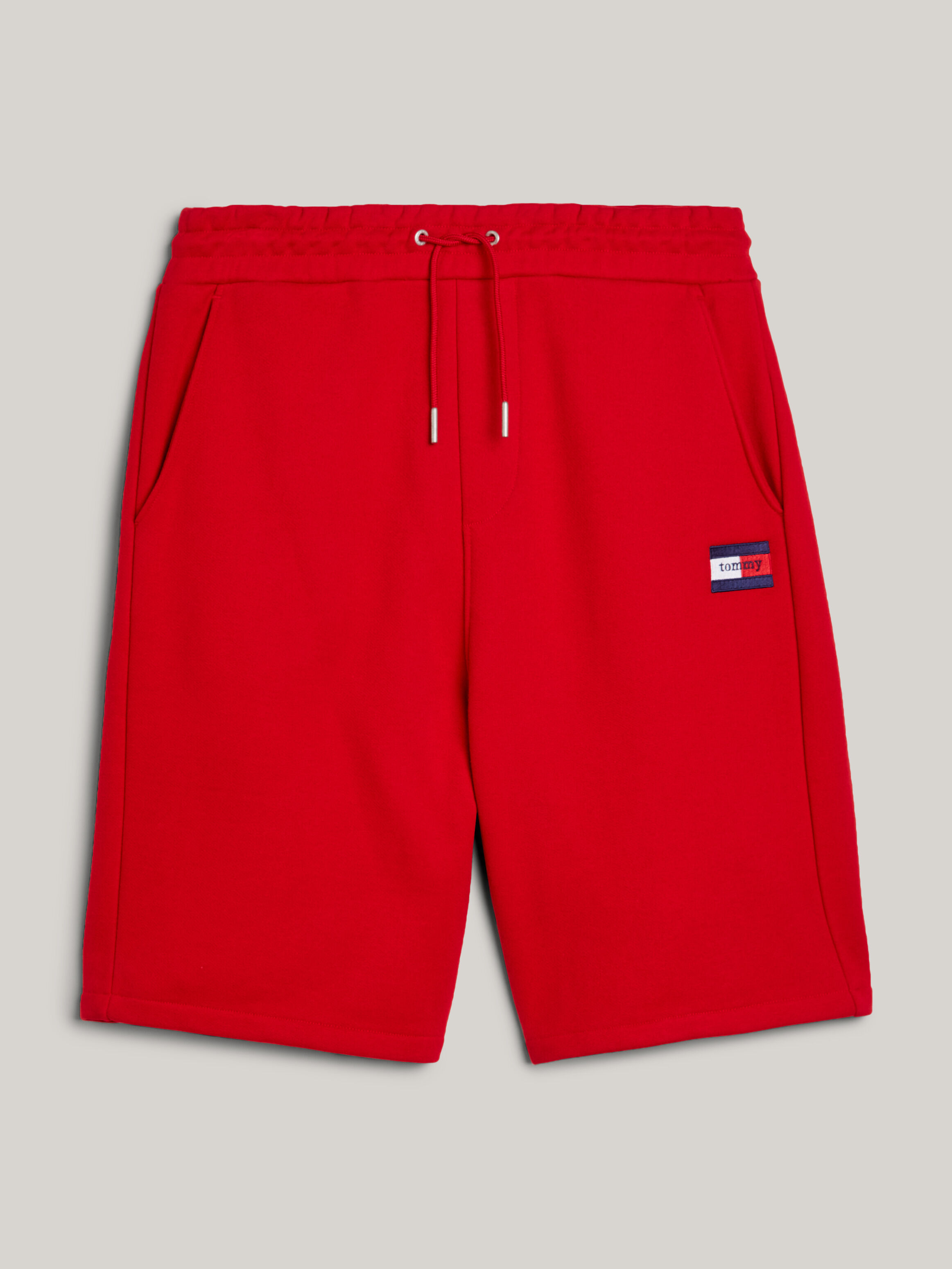Tommy Hilfiger Essential Dual Gender Serif Logo Sweat Shorts in Medium Red