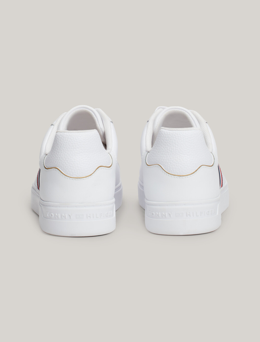 Essential Leather Signature Tape Court Trainers, White, hi-res