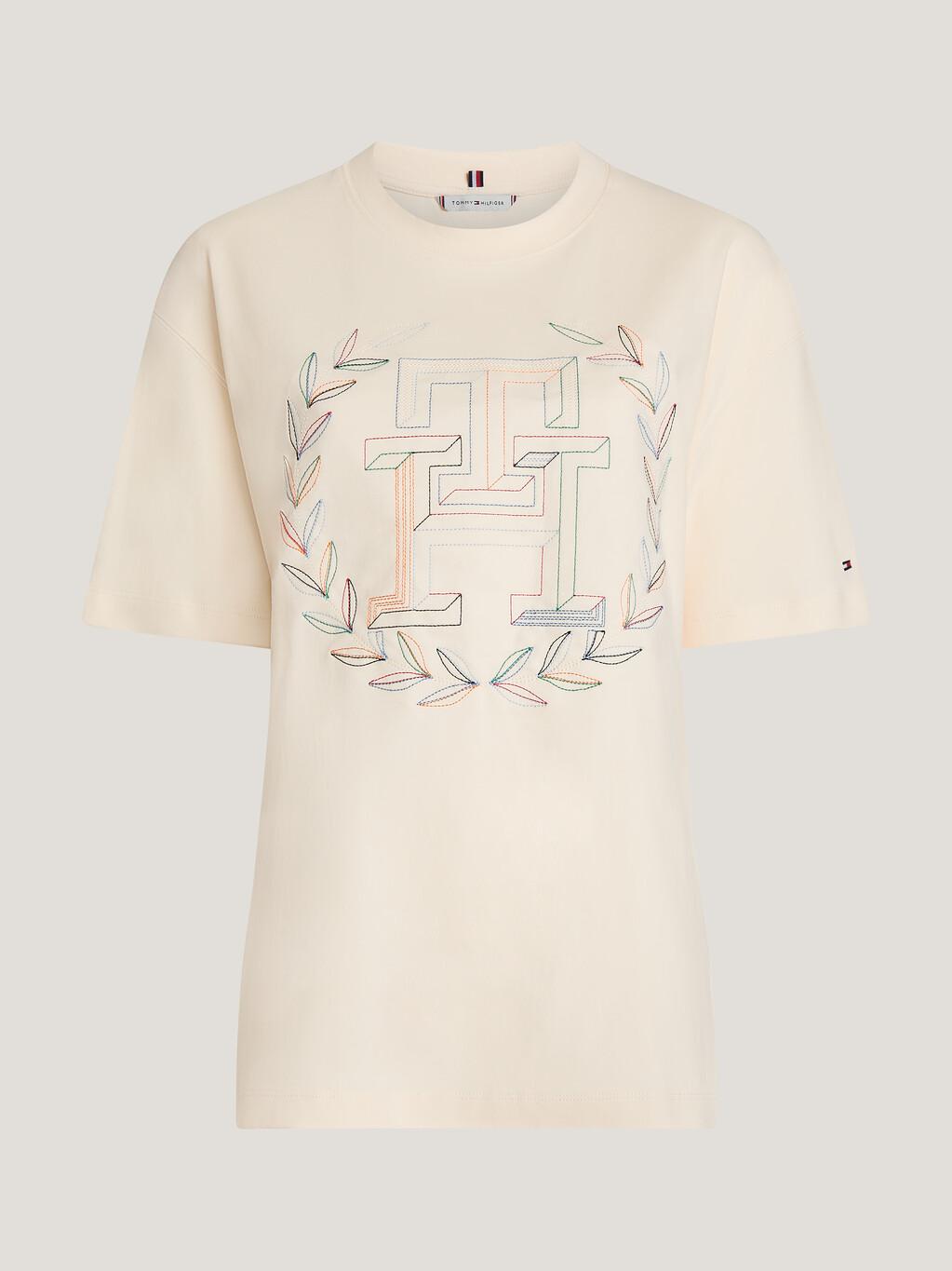 Crest Monogram Embroidery T-Shirt, Calico, hi-res