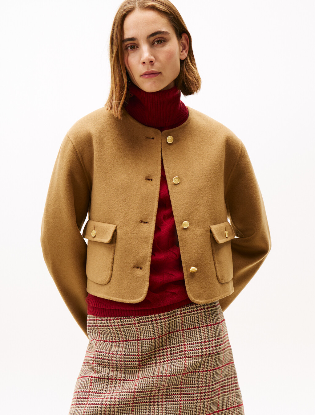 Double-Faced Wool Blend Jacket, Desert Khaki, hi-res