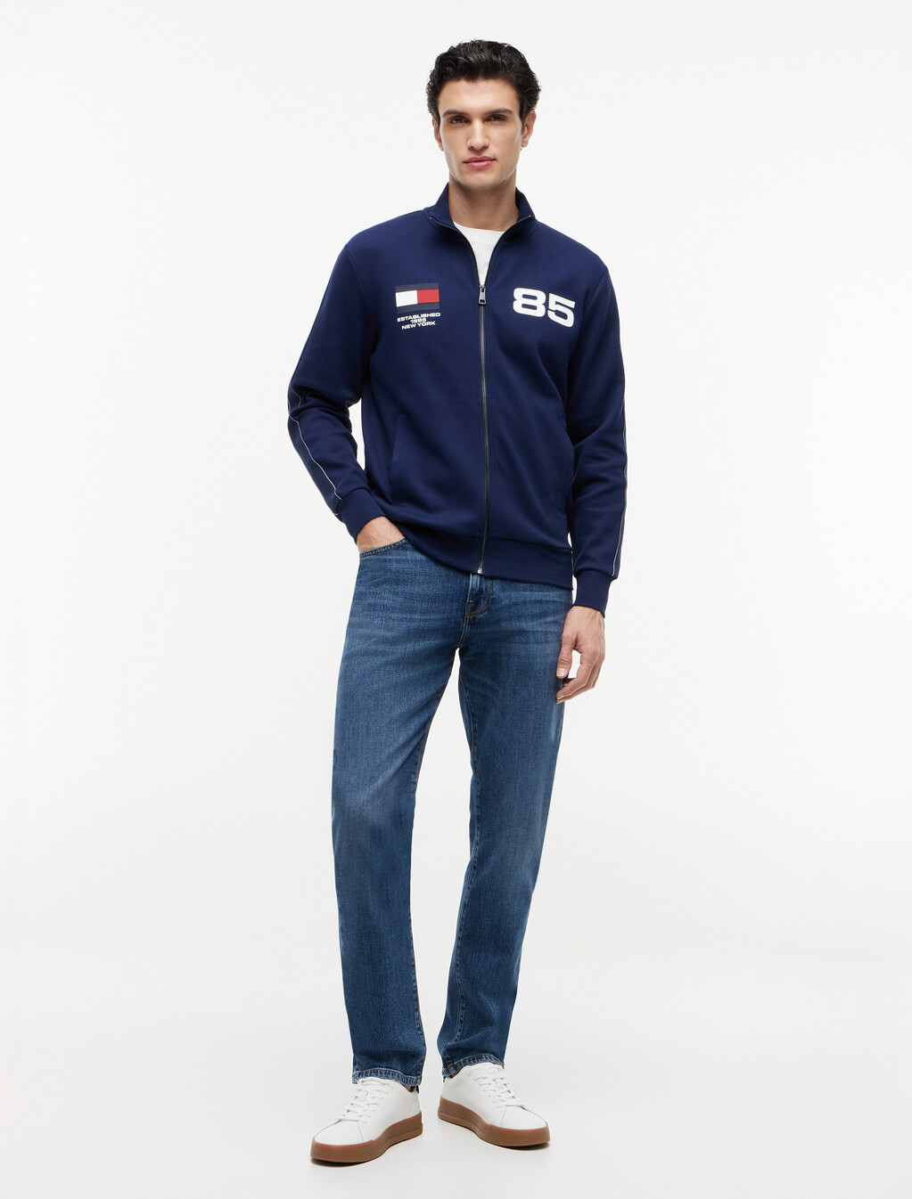 Interlock Knit Track Jacket, Carbon Navy, hi-res