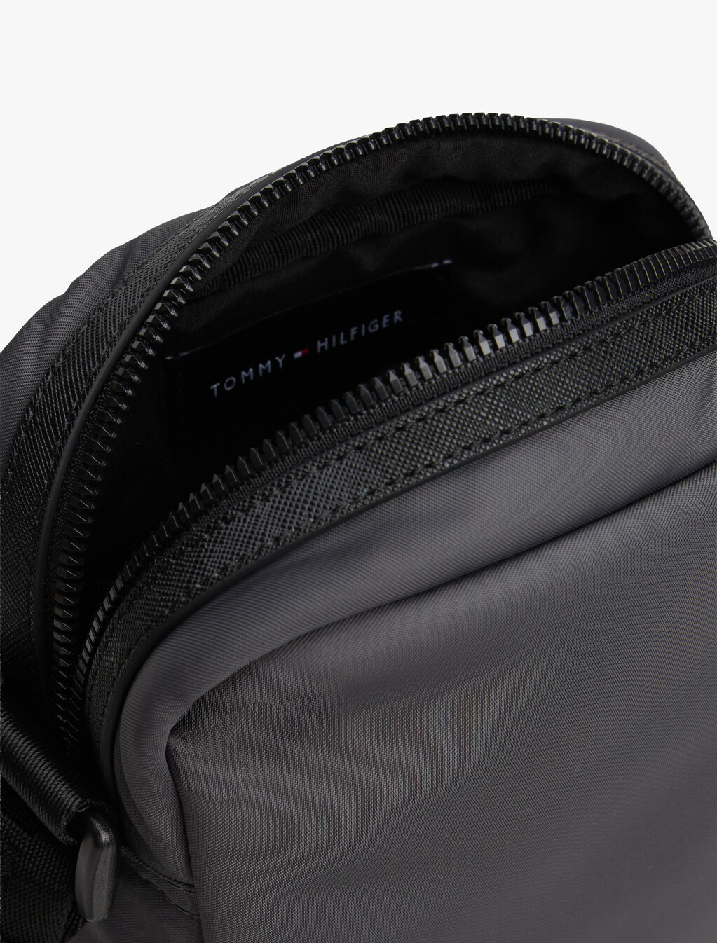 Textile Logo Patch Crossbody Reporter Bag, Dark Grey, hi-res