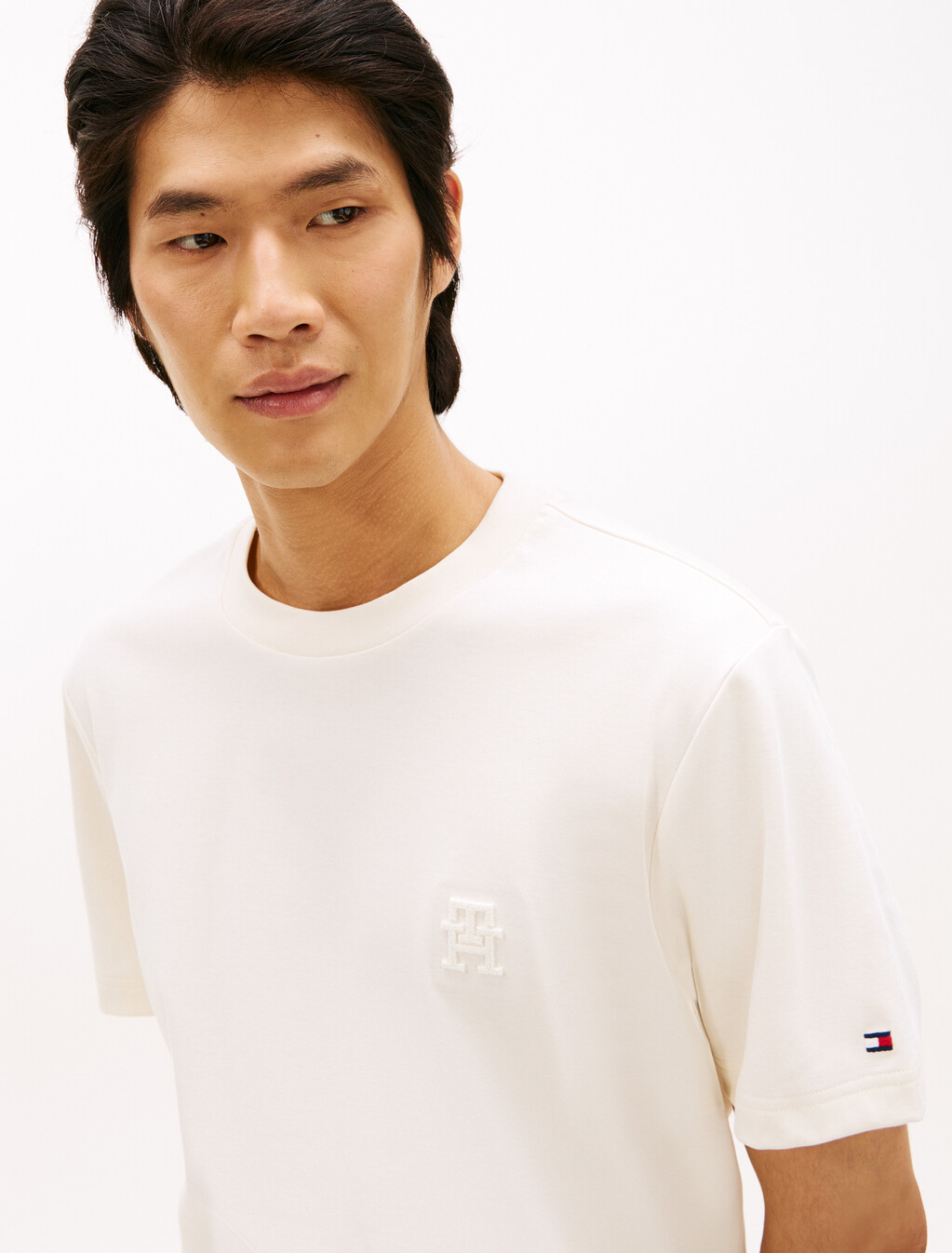 TH Monogram Applique Double Knit T-Shirt, Ivory Petal, hi-res