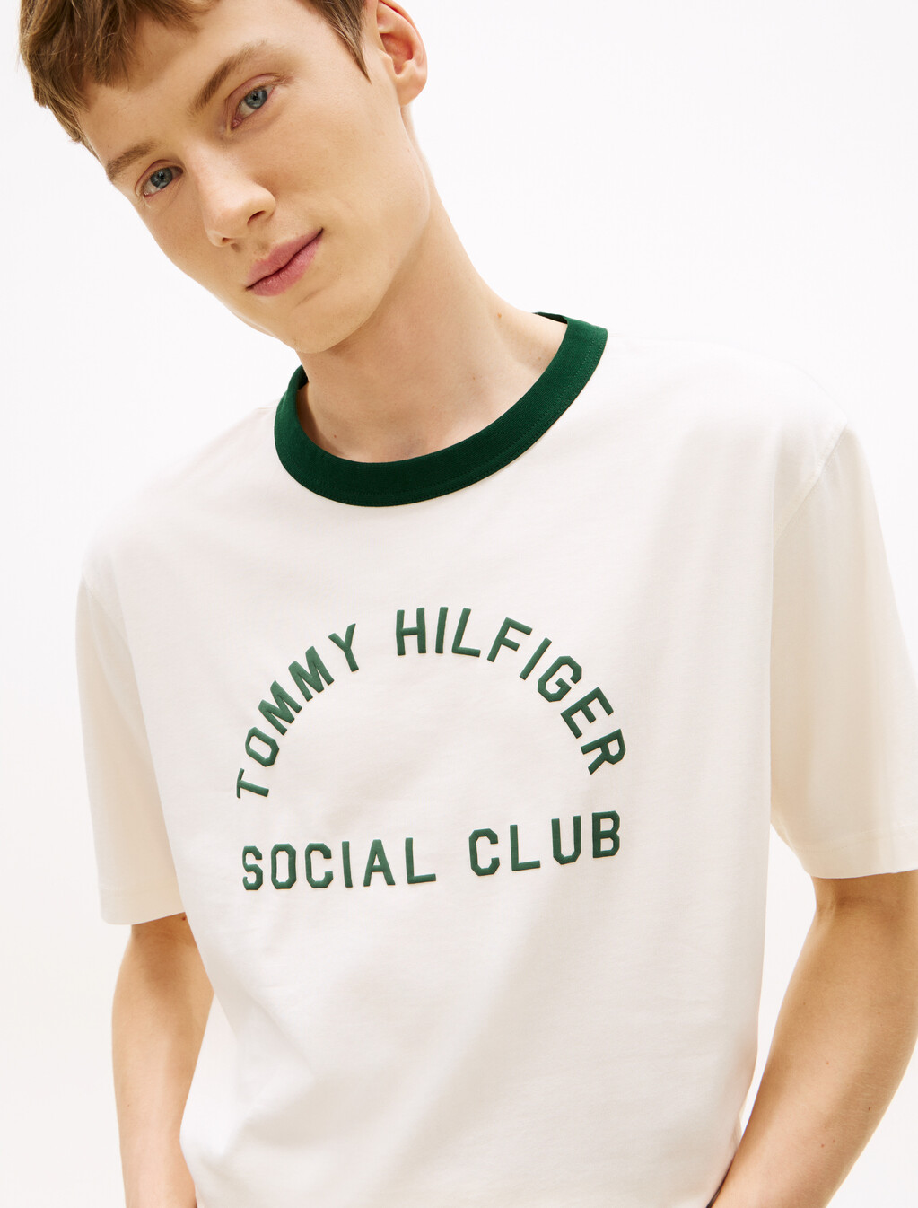 Contrast Crew Neck Relaxed Jersey T-Shirt, Ivory Petal, hi-res