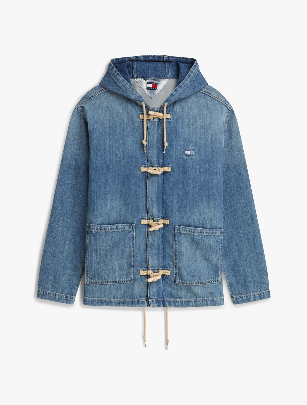 Relaxed Denim Jacket With Linen, Denim Medium, hi-res