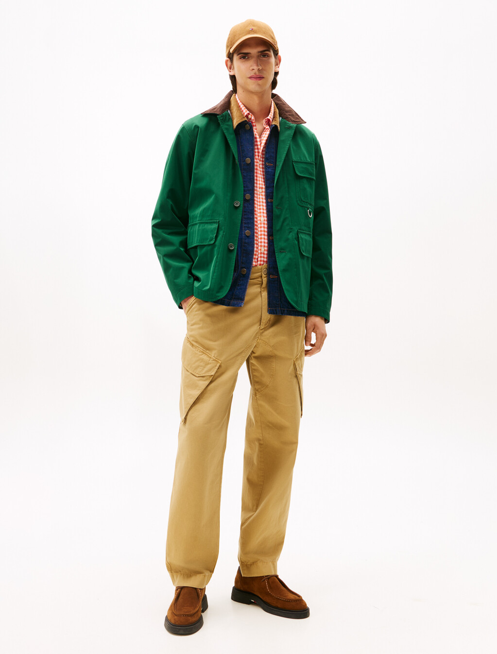 Corduroy Collar Water Resistant Windproof Jacket, Ornamental Green, hi-res