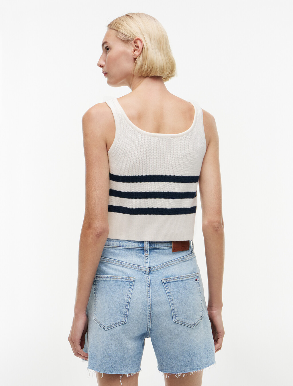 Tommy Badge Stripe Knit Tank Top, Ancient White / Stripe, hi-res