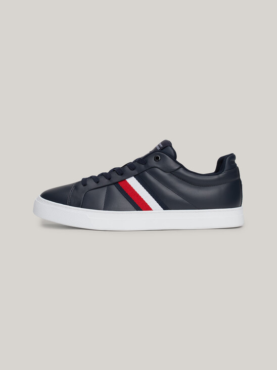 Leather Signature Tape Court Trainers