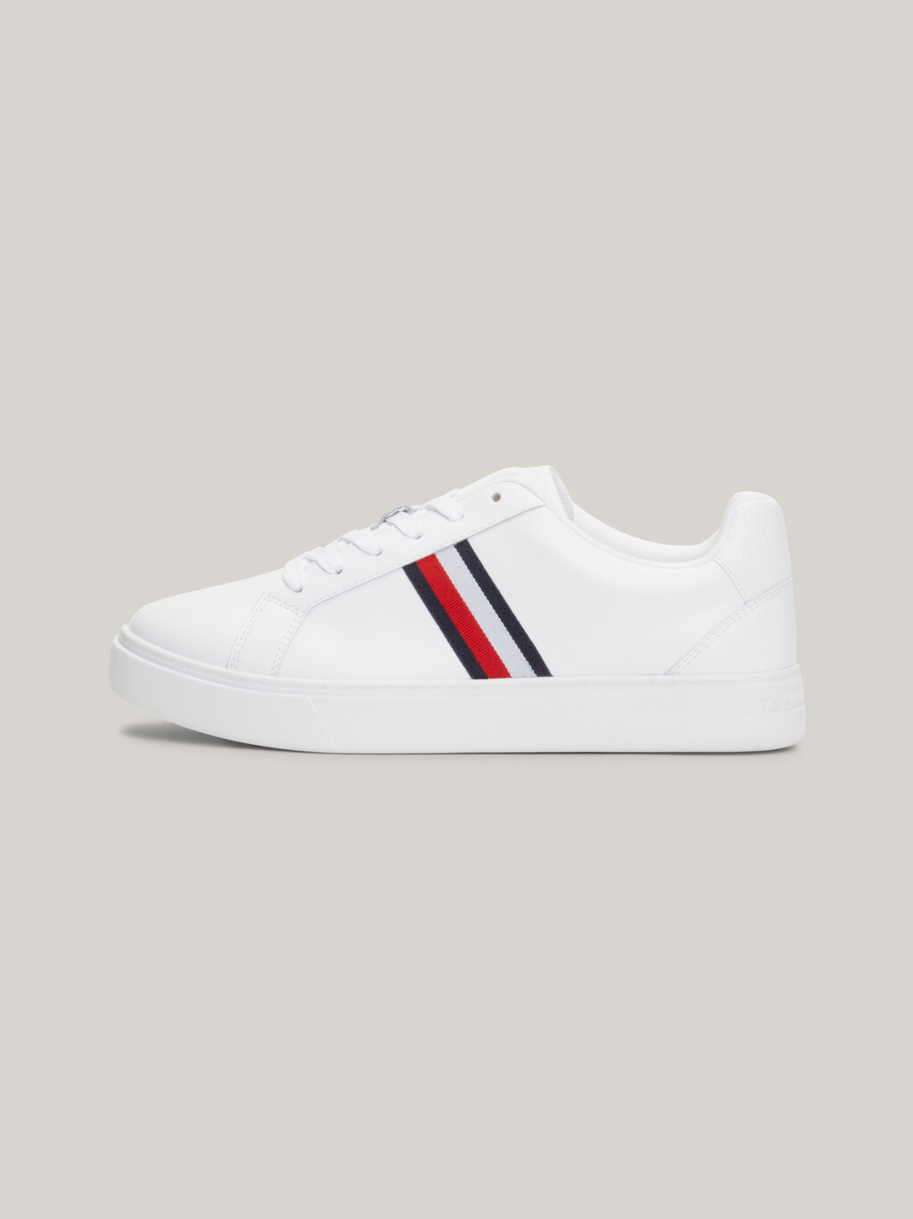Essential Leather Signature Tape Court Trainers | natural | Tommy ...