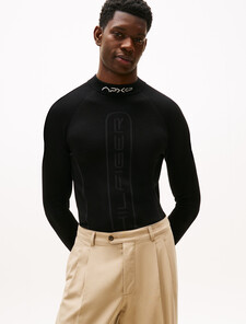 The APXGP Collection Wool Mock Neck Jumper, Black, hi-res